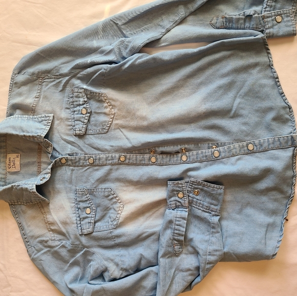 Glam Dollz Chambray Pearl Snap Surfer Cowboy Style - Picture 3 of 5